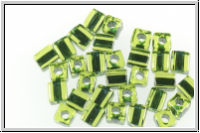 SB-04-2637, MIYUKI Squares, 4mm, peridot, trans., dk. green-ld., 10g