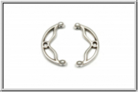 Bead Ending "SITANOS II", CYMBAL, 9,7x18,6mm, versilbert, Metall, 1 Paar