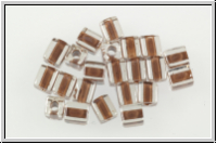 SB-04-0224, MIYUKI Squares, 4mm, crystal, trans., brown-ld., 10g