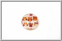 Glascabochon, hinterklebt, rund, 12x4mm, Eule, 1 Stk.
