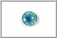 Glascabochon, hinterklebt, rund, 12x4mm, blue mandala, 1 Stk.