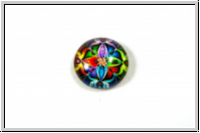 Glascabochon, hinterklebt, rund, 12x4mm, colorful mandala, 1 Stk.