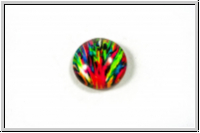 Glascabochon, hinterklebt, rund, 12x4mm, color rays, 1 Stk.