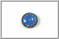 Glascabochon, hinterklebt, rund, 12x4mm, blue ray star, 1 Stk.