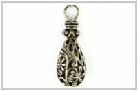 Anh�nger "Blumentropfen", 36x13x10mm, antiksilberfb., Tibetsilber, 1 Stk.