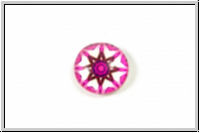 Glascabochon, hinterklebt, rund, 12x4mm, pink star, 1 Stk.