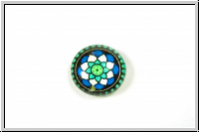 Glascabochon, hinterklebt, rund, 12x4mm, blue mandala, 1 Stk.
