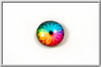 Glascabochon, hinterklebt, rund, 12x4mm, color wheel, 1 Stk.