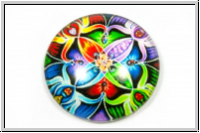 Glascabochon, hinterklebt, rund, 25x6mm, colorful mandala, 1 Stk.