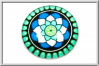 Glascabochon, hinterklebt, rund, 25x6mm, blue mandala, 1 Stk.