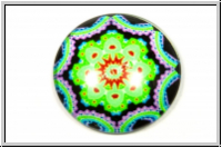 Glascabochon, hinterklebt, rund, 25x6mm, green mandala, 1 Stk.