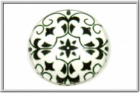Glascabochon, hinterklebt, rund, 25x6mm, black lily, 1 Stk.