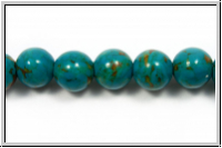 T�rkis, round, 8mm, med. turquoise dyed, 1 Strang