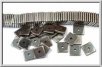 Hematite-Perlen, Quadrat, 6x6x1mm, platinum plated, 1 Strang