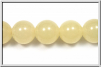 Jade, round, 10mm, ivory dyed, 5 Stk.