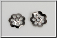 Perlenkappe "Miniflower", 1x6mm, silberfb., Messing, 20 Stk.