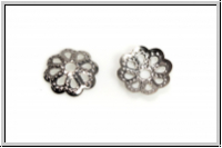 Perlenkappe "Mini, gepunktet", 1x6mm, silberfb., Messing, 20 Stk.