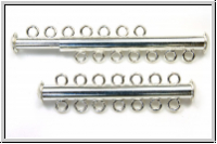 Schiebeschlie�e, 7 str�ngig, 41x11mm, silberfb., Metall, 1 Stk.