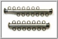 Schiebeschlie�e, 7 str�ngig, 41x11mm, antiksilberfb., Metall, 1 Stk.