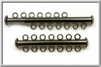 Schiebeschlie�e, 7 str�ngig, 41x11mm, hematitefb., Metall, 1 Stk.