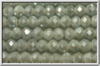 chin. Kristallschliffperle, Rondell, 4x6mm, white, opal, white smoke luster, 1 Strang