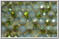 chin. Kristallschliffperle, Rondell, 4x6mm, blue, lt., opal, sea green luster, 1 Strang