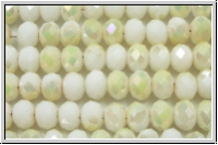chin. Kristallschliffperle, Rondell, 4x6mm, white, op., half white smoke luster, 1 Strang