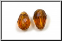 chin. Kristallschliffperle, Drop, 11x8mm, topas, trans., 5 Stk.