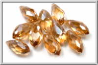 chin. Kristallschliffperle, Drop, 6x12 , crystal, trans., champagne luster, 10 Stk.
