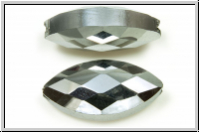 chin. Kristallschliffperle, Horse Eye, 25x12x8mm , crystal, trans., full silver met., 1 Stk.