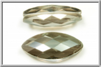 chin. Kristallschliffperle, Horse Eye, 25x12x8mm , crystal, trans., grey shade, 1 Stk.