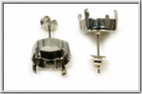Ohrstecker-Fassung 01, GITA, f�r Rivoli 12mm, silberfb., Messing, 1 Paar