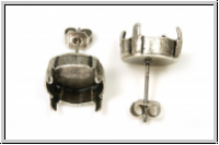 Ohrstecker-Fassung 01, GITA, f�r Rivoli 12mm, antiksilberfb., Messing, 1 Paar