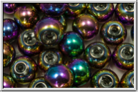 chin. Glasperle, round, 8mm , crystal, trans., full mardi gras met., 10 Stk.