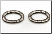 Ring "Punkte, oval", flach, 22x15mm, antiksilberfb., Messing, 1 Stk.