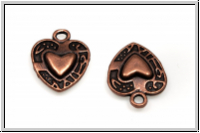 Anh�nger "Double Heart", 15x12mm, antikkupferfb., Messing, 1 Stk.