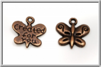 Anh�nger "Created for you", 14x13mm, antikkupferfb., Messing, 1 Stk.