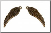 Anh�nger "Wings of Angels, medium", 30x10mm, antikmessingfb., Tibetsilber, 1 Stk.