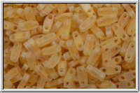 QTL-0132fr, MIYUKI Quarter Tila Beads, gold, lt., trans., matte, AB, 5g