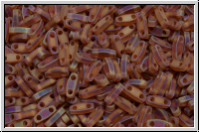 QTL-0134fr, MIYUKI Quarter Tila Beads, amber, dk., trans., matte, AB, 5g