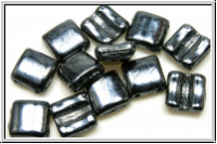 2-Loch-FixerBeads, horizontal, 8x8mm, hematite, met., 12 Stk.