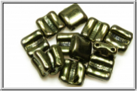 2-Loch-FixerBeads, horizontal, 8x8mm, green, met., 12 Stk.