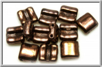 2-Loch-FixerBeads, horizontal, 8x8mm, bronze, dk., met., 12 Stk.