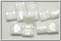 4-Loch-FixerBeads, vertikal, 8x8mm, white, op., luster, 12 Stk.