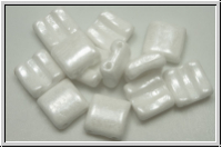 2-Loch-FixerBeads, horizontal, 8x8mm, white, op., luster, 12 Stk.
