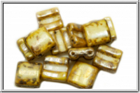 2-Loch-FixerBeads, horizontal, 8x8mm, white, op., rembrandt, 12 Stk.