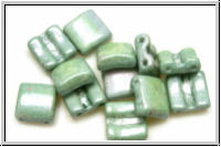 2-Loch-FixerBeads, horizontal, 8x8mm, white, op., green marbled, 12 Stk.