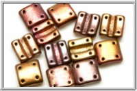 4-Loch-FixerBeads, vertikal, 8x8mm, purple/gold MIX, met., satin, 12 Stk.