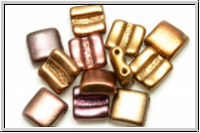 2-Loch-FixerBeads, horizontal, 8x8mm, purple/gold MIX, met., satin, 12 Stk.