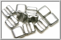 2-Loch-FixerBeads, horizontal, 8x8mm, silver, met., satin, 12 Stk.